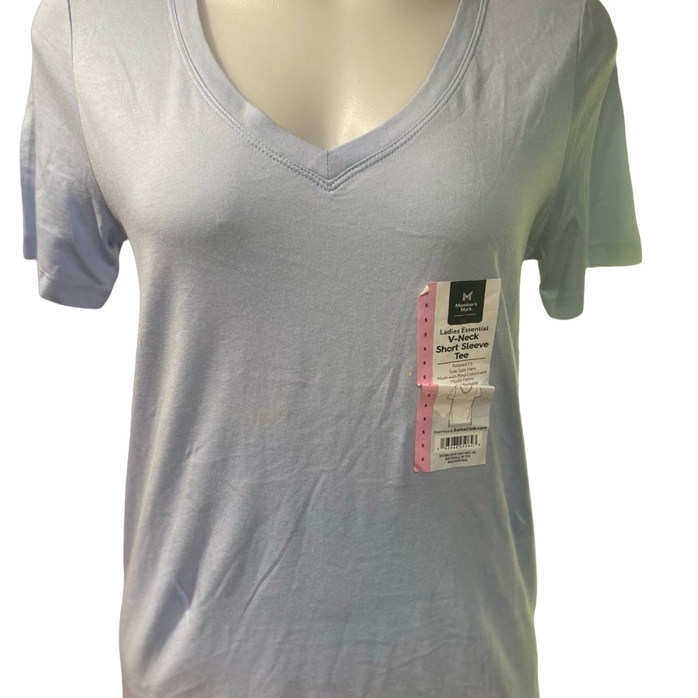 Light Blue V-Neck Women's Top